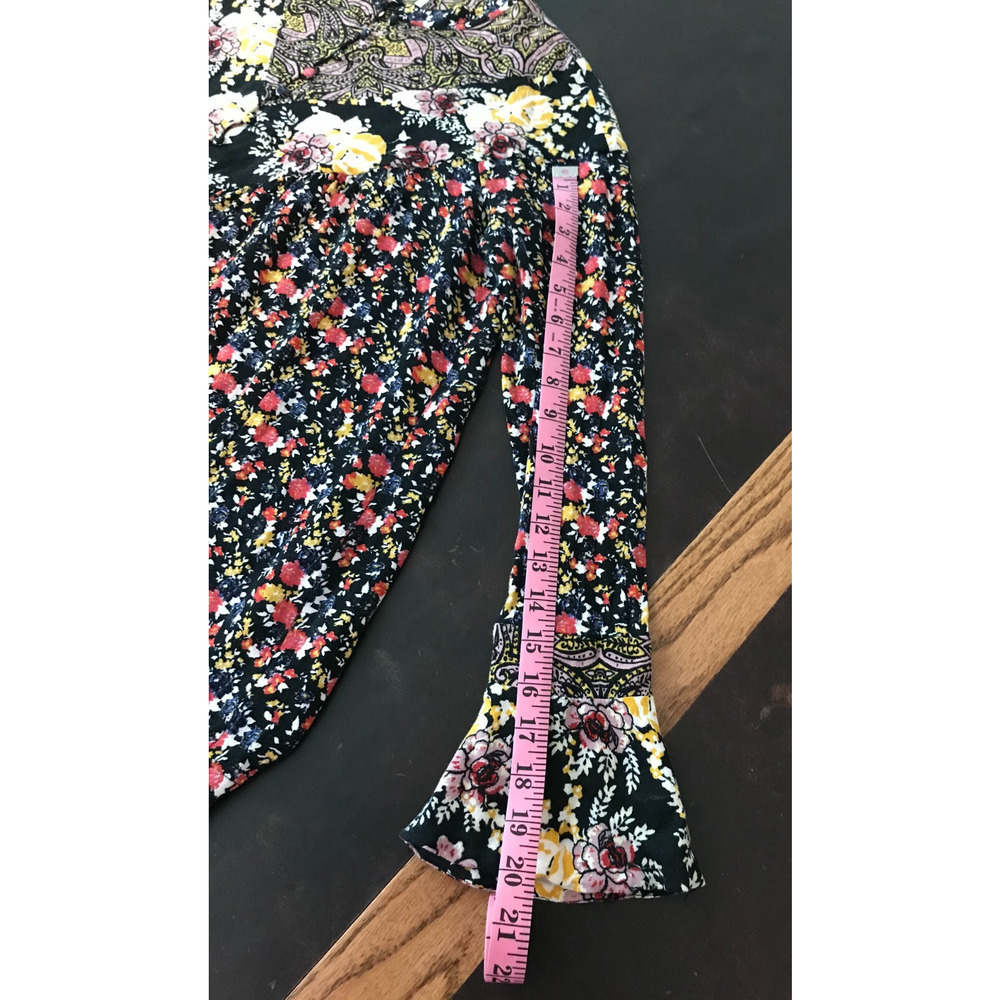 Free People Wildflower Fields Tunic XS Floral Bell Sleeve Boho Top - Picture 6 of 11